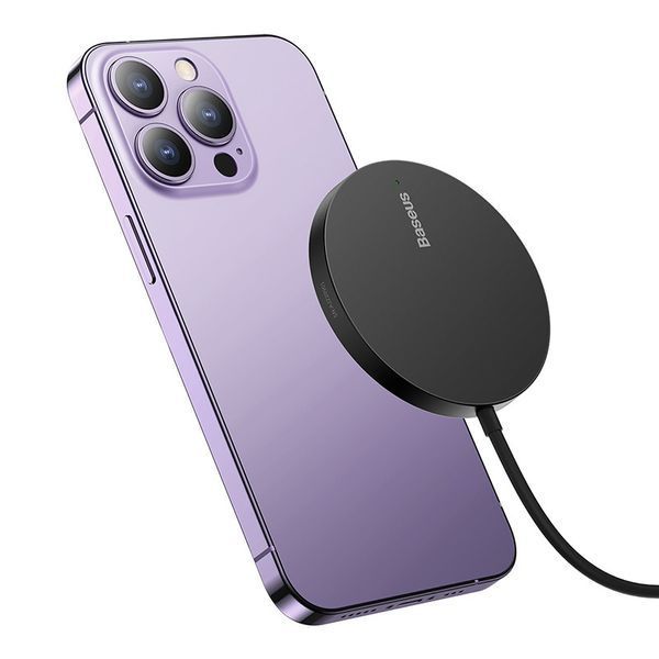 Бездротовий зарядний пристрій Baseus Simple Mini3 Magnetic Wireless Charger 15W Black CCJJ040001 фото