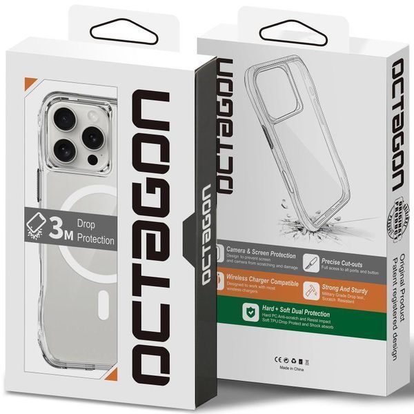 Чохол TPU Space Octagon with MagSafe для Apple iPhone 16 Pro (6.3") Clear 777-09048 фото