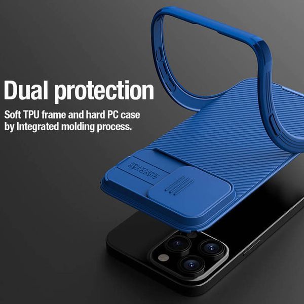 Карбонова накладка Nillkin CamShield Pro для Apple iPhone 15 Pro (6.1") Blue 777-08130 фото